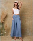 Pantalon 100% Lin Kendra bleu indigo