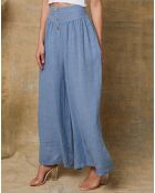 Pantalon 100% Lin Kendra bleu indigo