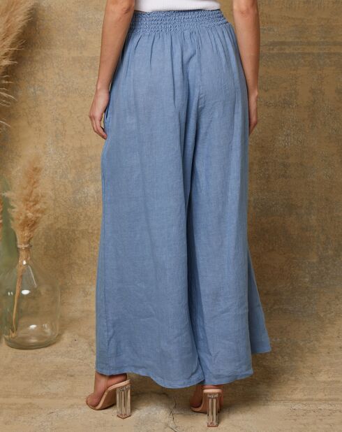 Pantalon 100% Lin Kendra bleu indigo