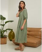 Robe 100% Lin Lantana vert kaki