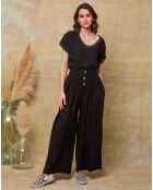 Pantalon 100% Lin Kendra noir