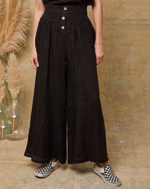 Kendra zwarte broek van 100% linnen