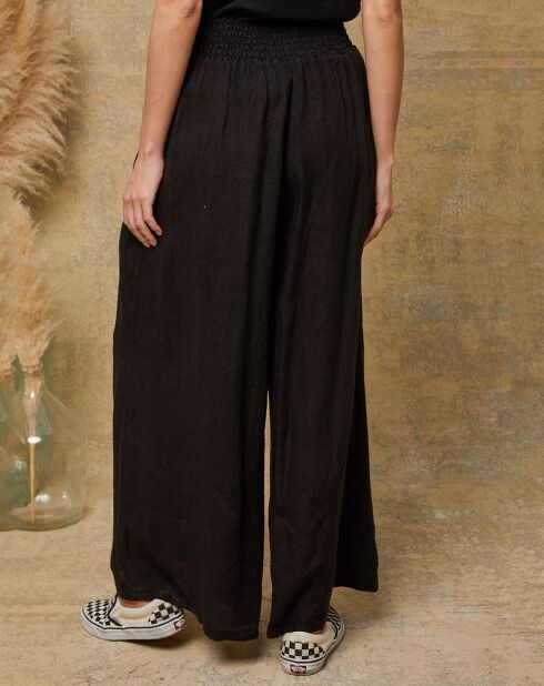 Kendra zwarte broek van 100% linnen