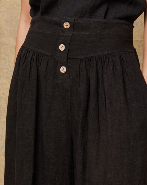Kendra zwarte broek van 100% linnen