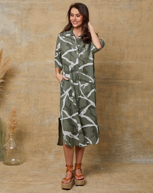 Robe 100% Lin Liroi vert kaki