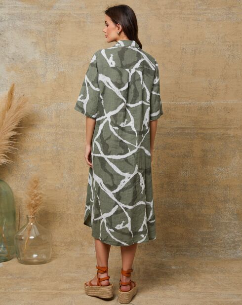 Robe 100% Lin Liroi vert kaki