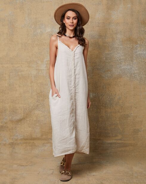 Louisa beiges Kleid aus 100% Leinen