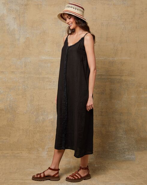 Louisa schwarzes Kleid aus 100% Leinen