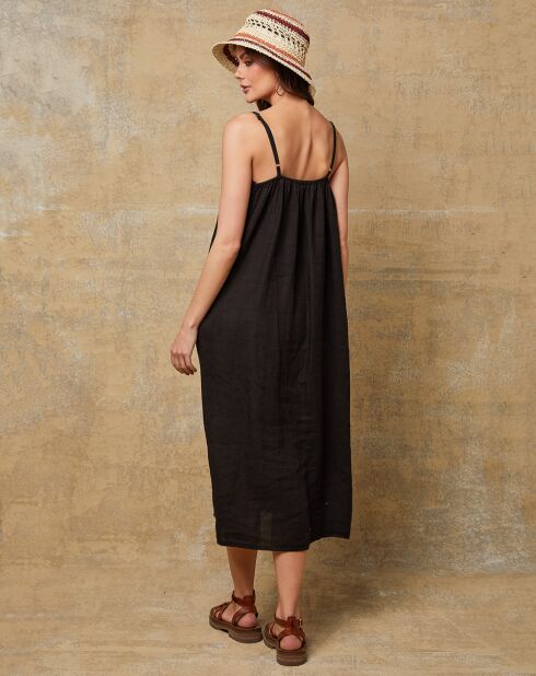 Louisa schwarzes Kleid aus 100% Leinen