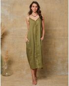 Robe 100% Lin Louisa vert anis