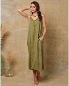 Robe 100% Lin Louisa vert anis