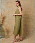 Robe 100% Lin Louisa vert anis