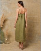 Robe 100% Lin Louisa vert anis
