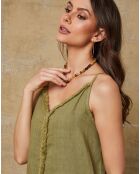 Robe 100% Lin Louisa vert anis