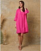 Fuchsia jurk van 100% linnen Mouna