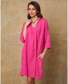 Fuchsia jurk van 100% linnen Mouna