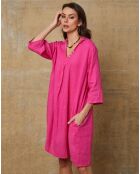 Fuchsia jurk van 100% linnen Mouna