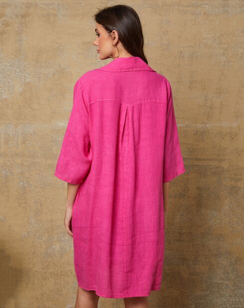 Fuchsia jurk van 100% linnen Mouna