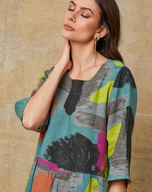 Robe 100% Lin Quincy multicolore