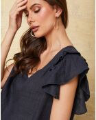 Top 100% Lin Quiriem bleu marine