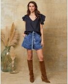 Top 100% Lin Quiriem bleu marine