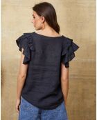 Top 100% Lin Quiriem bleu marine