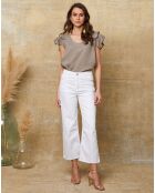 Quiriem taupefarbenes Top aus 100% Leinen