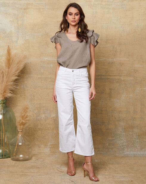 Quiriem taupefarbenes Top aus 100% Leinen