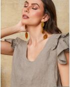 Quiriem taupefarbenes Top aus 100% Leinen