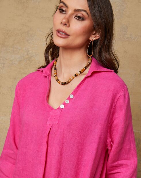 Fuchsia jurk van 100% linnen Mouna