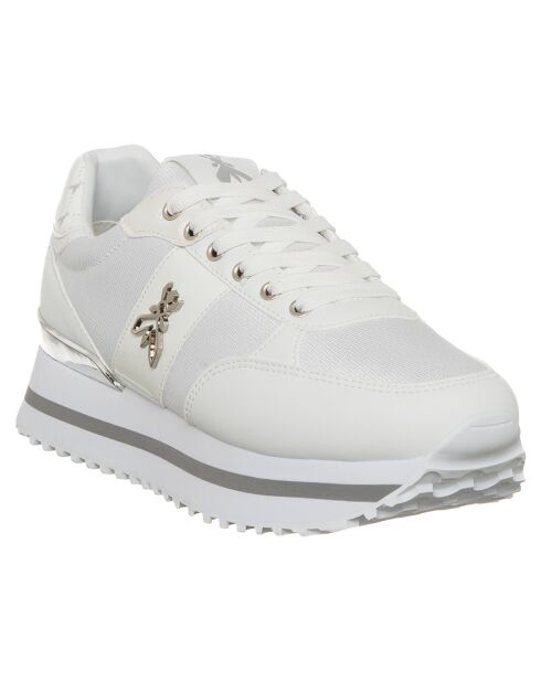 Witte en zilveren leren sneakers Louise