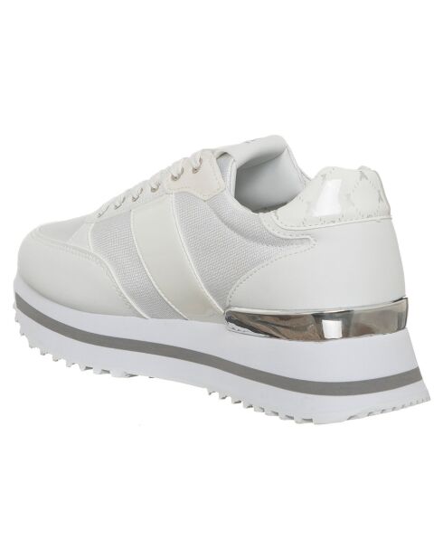 Witte en zilveren leren sneakers Louise