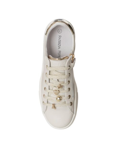 Sneakers en Cuir Tess blanc/doré