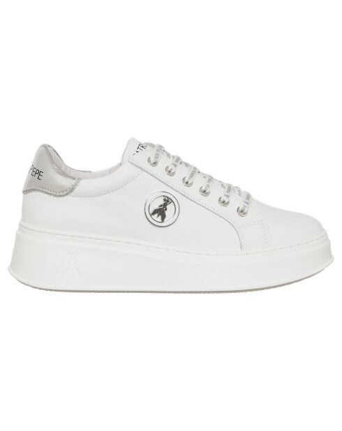 Wit/zilveren Felicia leren sneakers
