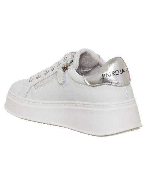 Wit/zilveren Felicia leren sneakers