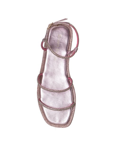 Sandales en Cuir Marine roses