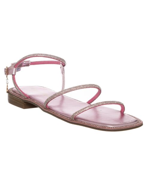 Sandales en Cuir Marine roses