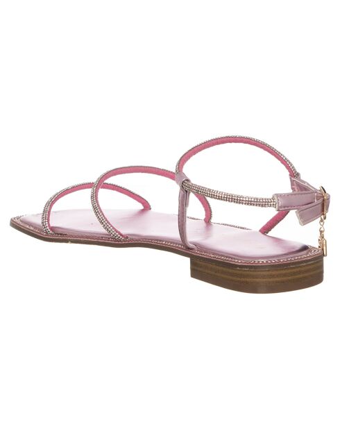 Sandales en Cuir Marine roses