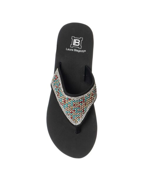 Tongs Olivia noir/multicolore