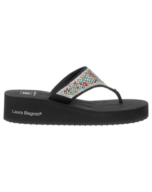 Tongs Olivia noir/multicolore