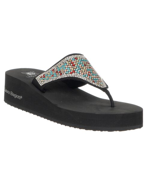 Tongs Olivia noir/multicolore