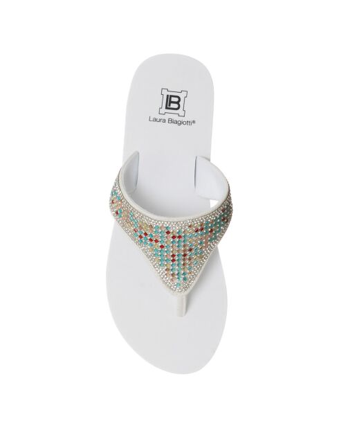 Tongs Olivia blanc/multicolore