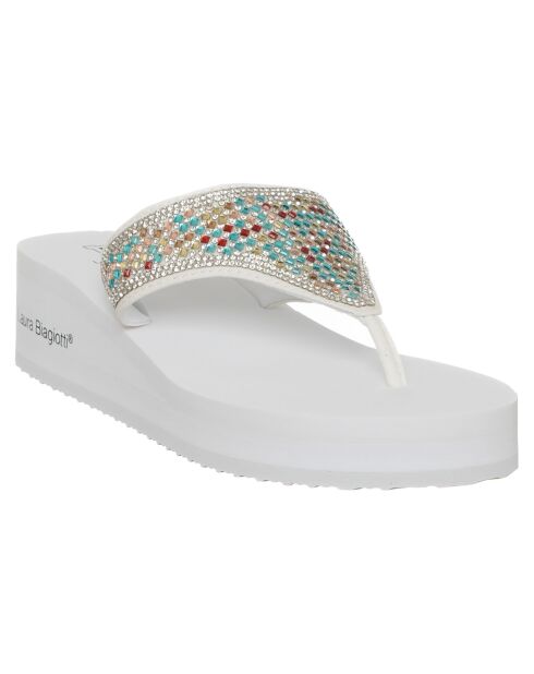 Tongs Olivia blanc/multicolore