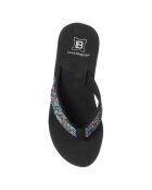 Tongs compensées Paola noir/multicolore