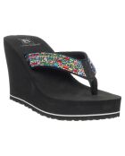 Tongs compensées Paola noir/multicolore