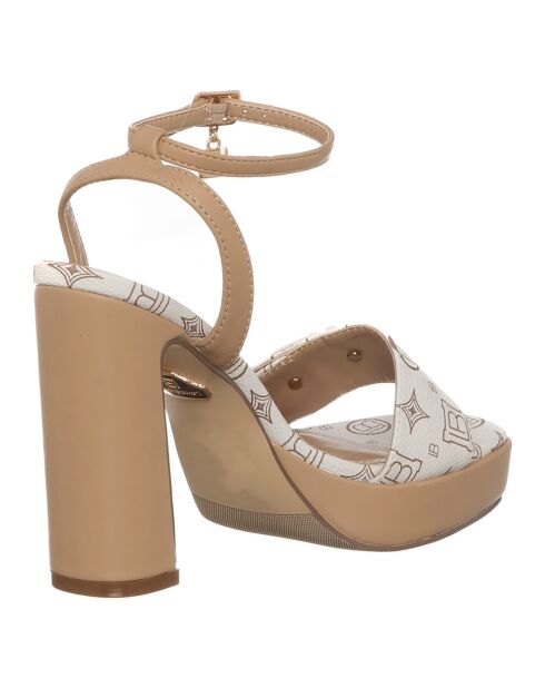 Sandales Aurélie ivoire/marron - Talon 11 cm