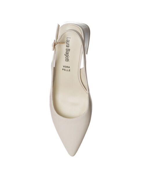 Slingbacks Béatrice ivoire - Talon 7 cm