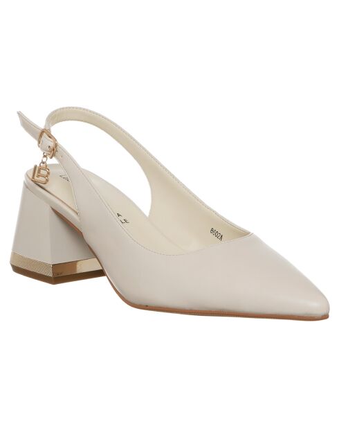 Slingbacks Béatrice ivoire - Talon 7 cm