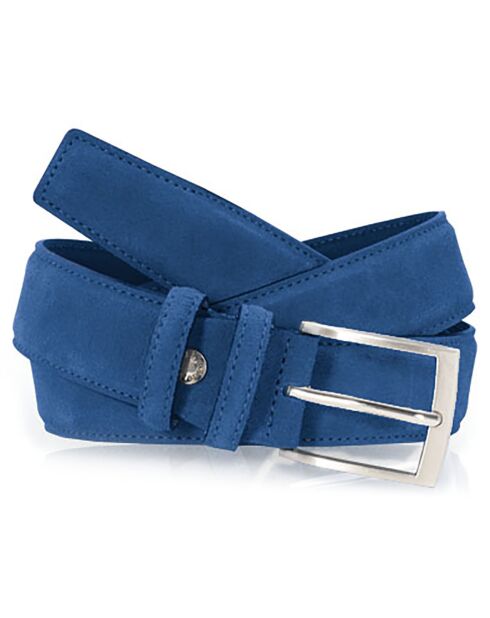 Ceinture en Cuir & Croute de Cuir bleue