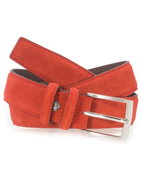 Ceinture en Cuir & Croute de Cuir rouge